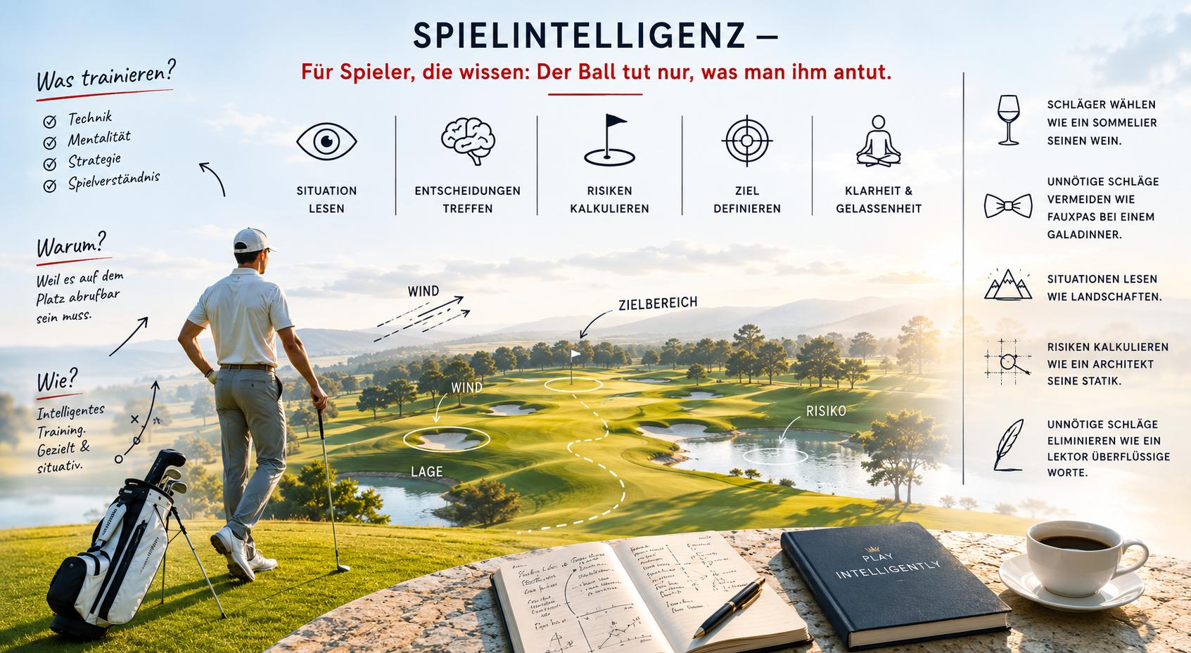 Golfplatz in einer sonnigen Landschaft